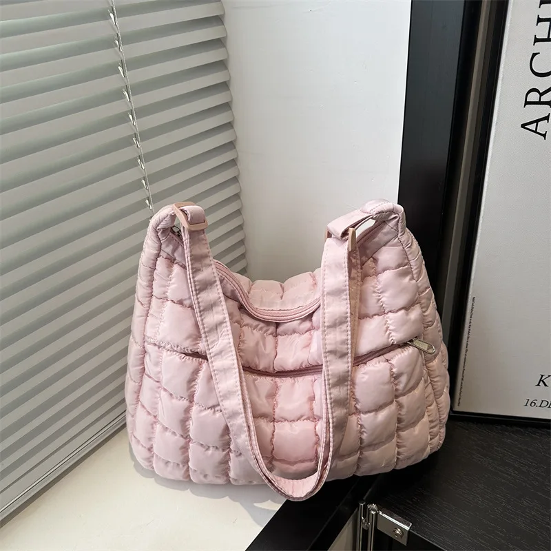 2025 New Quilted Puffer Shoulder Bag for Women Large Capacity Tote Sling Bag Fashion Casual Crossbody Satchel Bag Female Handbag 5