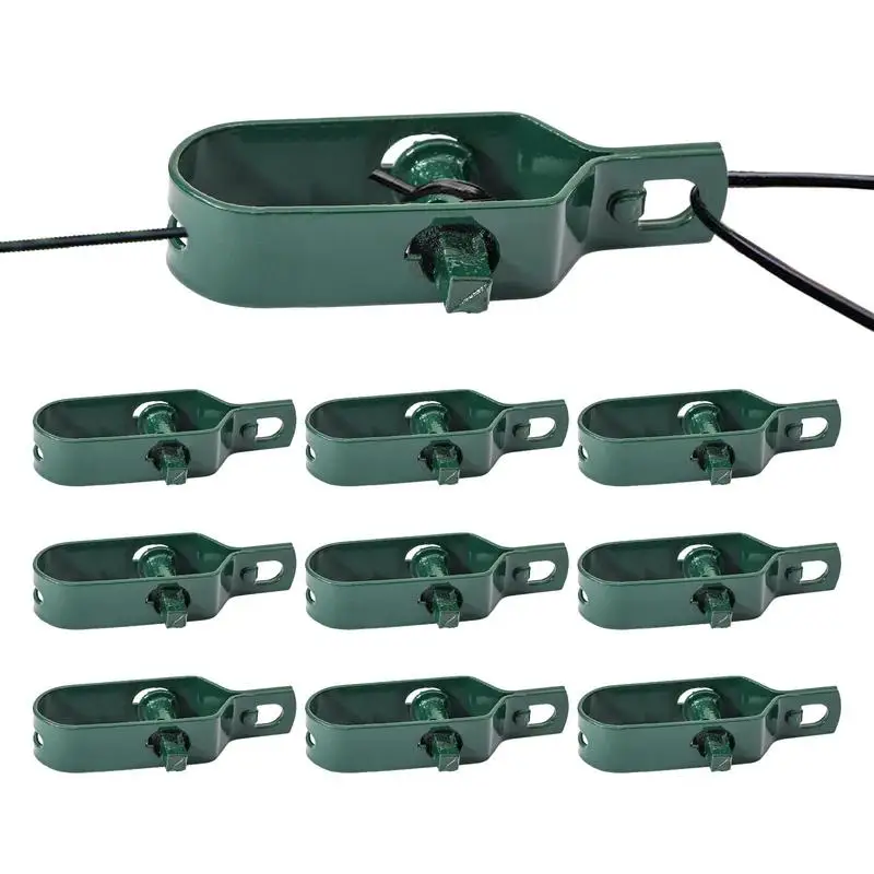 

Metal Wire Tightener 10pcs Wire Rope Tightener Green Coating Steel Wire Rope Tensioner Fence Cable Tensioner For Forest Fence