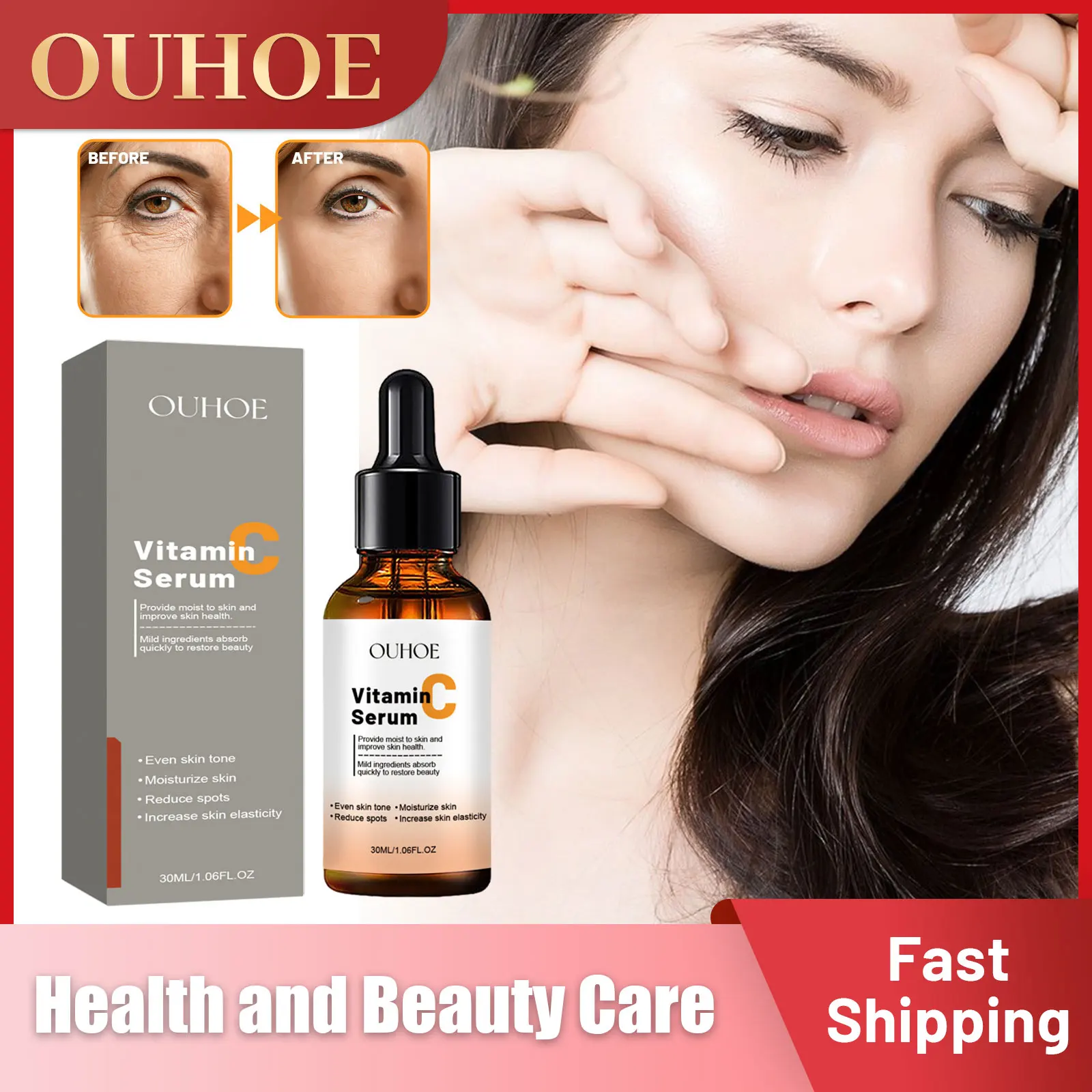 

Vitamin C Serum Anti Wrinkle Aging Spots Fade Fine Lines Lift Firming Whitening Moisturizing Nourish Brighten Skin Care Products