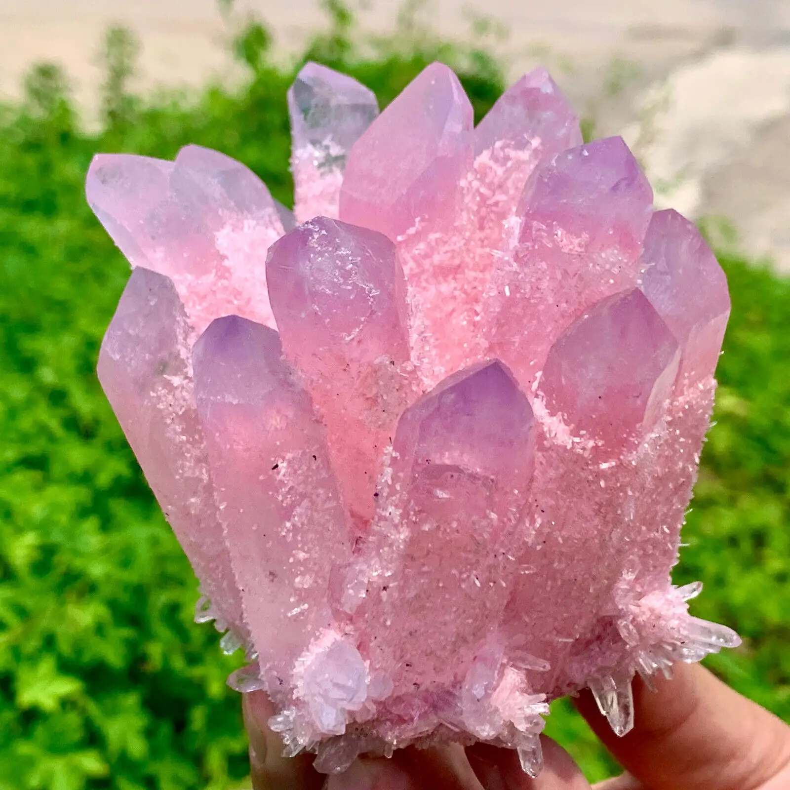Natural Purple Pink Cluster Flower Energy Gem Reiki Healing Room Office Decoration Gift 4