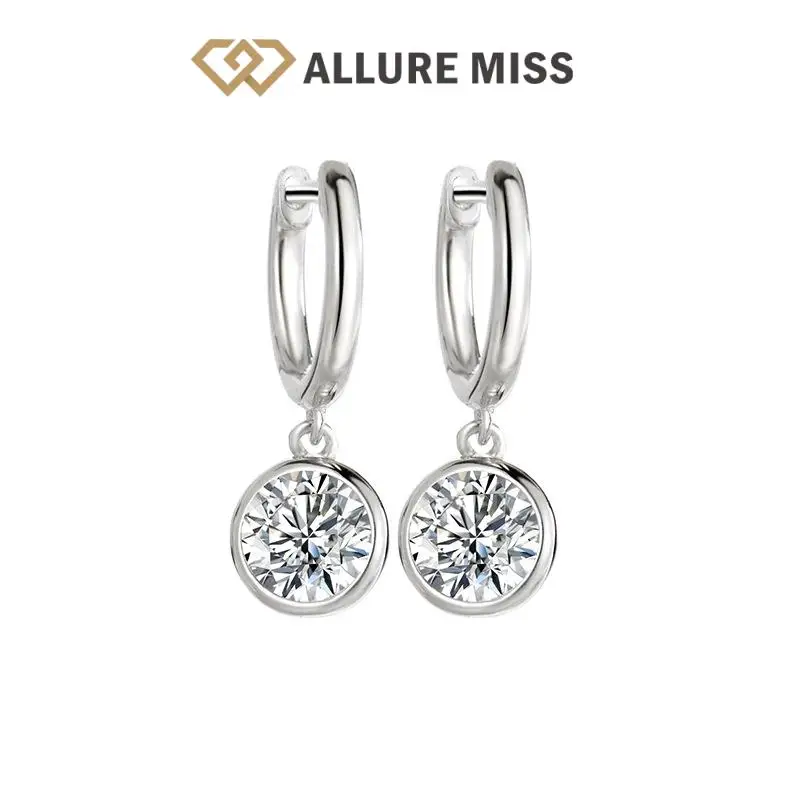 

Round Brilliant Cut Earrings for Women Moissanite 100% 925 Sterling Silver Top Quality Sparkling Inlaid Diamond Simplicity Gift