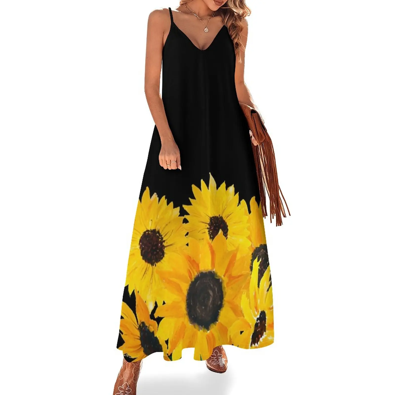 

Painted sunflower bouquet Sleeveless Dress women dress Dress vintage luxury evening dresses for women 2023