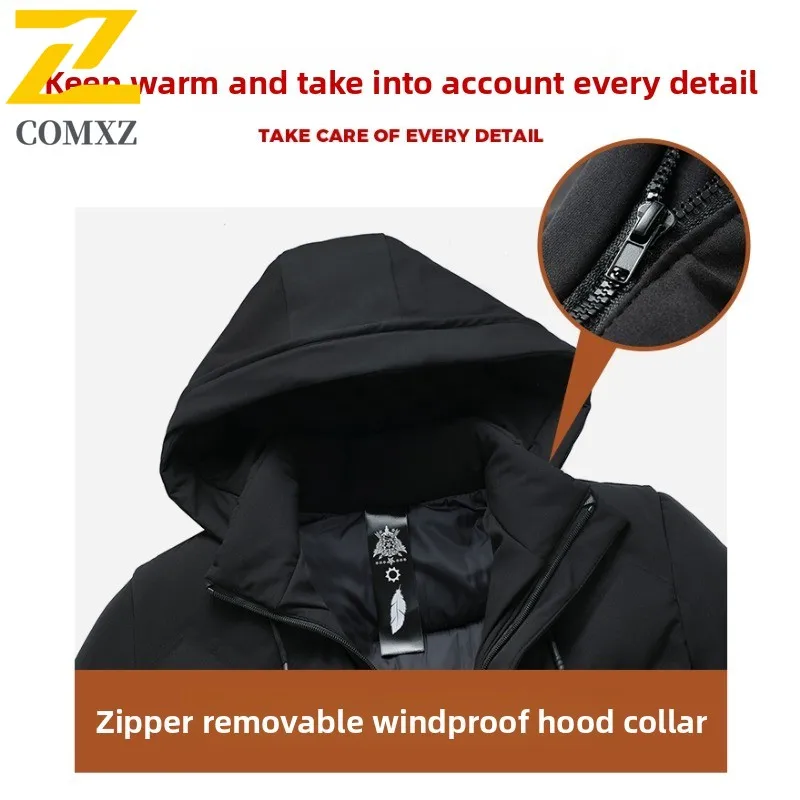 Men Outdoor Hood Jacket Winter Thermal Parka Thickened Windproof Coat Cold Weather  Waterproof Fleece Lined Streetwear Overcoat