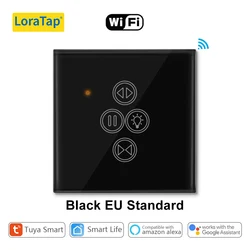 Smart WiFi Roller Shutter Curtain Switch with Voice Control Compatibility (Black EU Standard)