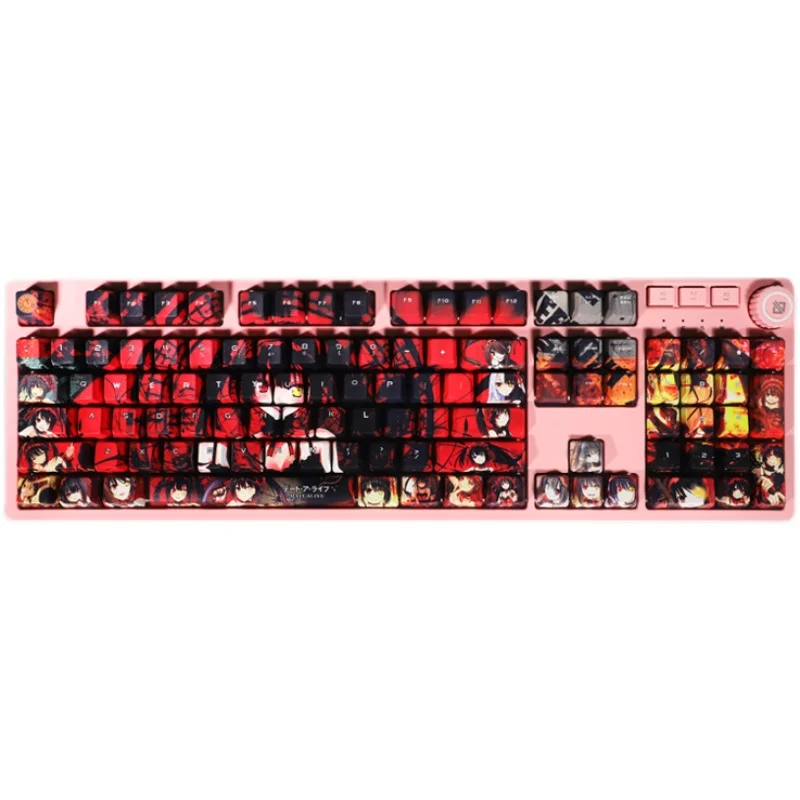 Desenhos Animados Anime Gaming Keycaps Pbt Dye Subbed Keycaps Perfil Cereja Data a Live Keycap Pesadelo para Layout Ansi 108 Chaves - Imagem 2