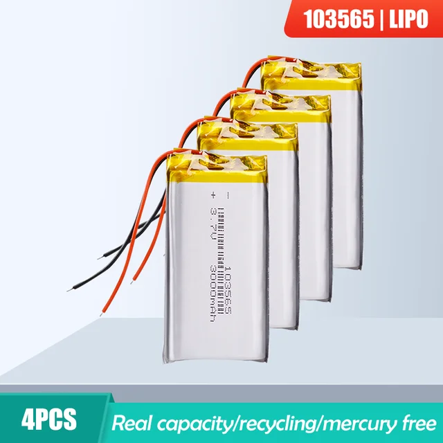 3.7V 3000mAh 103565 Lithium Polymer LiPo Rechargeable Battery For GPS