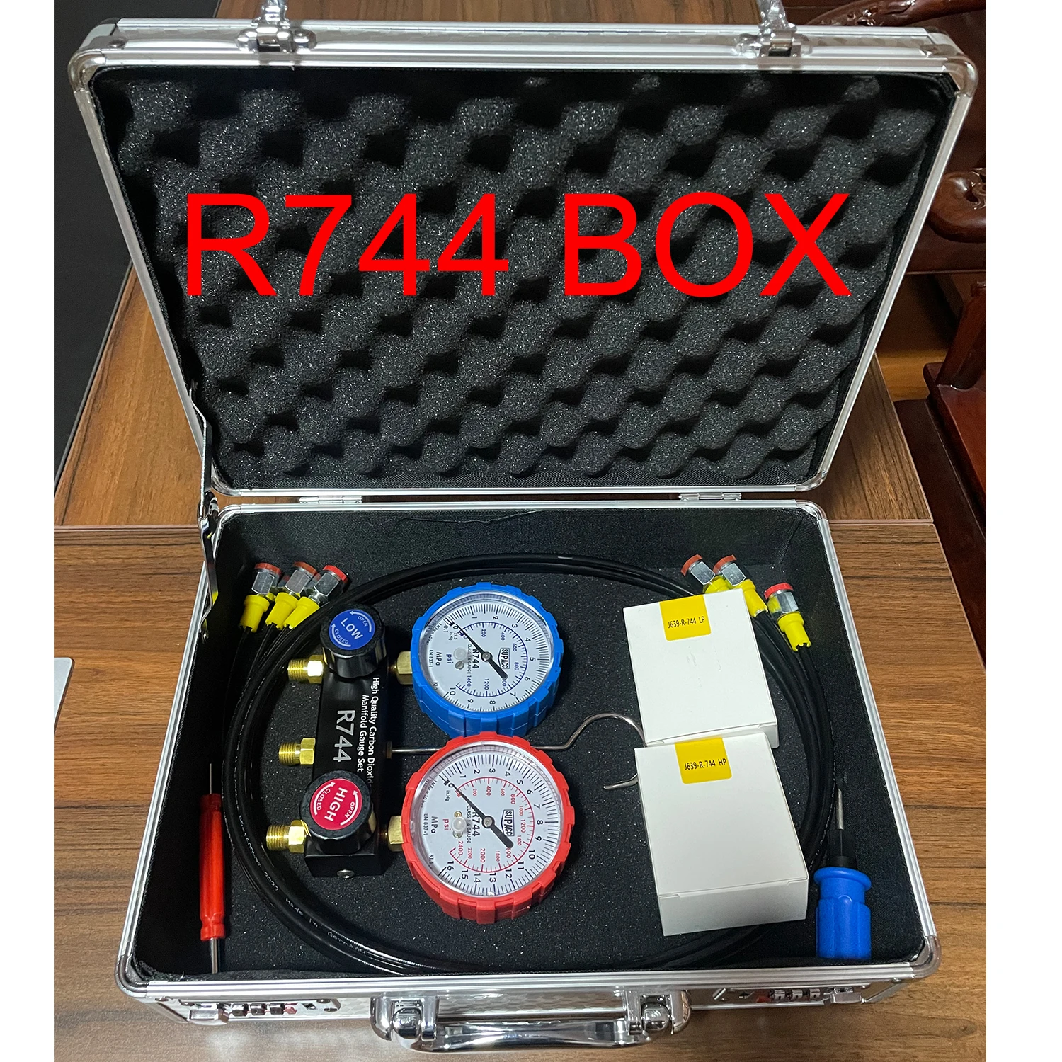 R667 매니 폴드 게이지 세트 압력계 진단 도구 r667 커플러 어댑터 커넥터가있는 AC 에어컨 냉매 가스