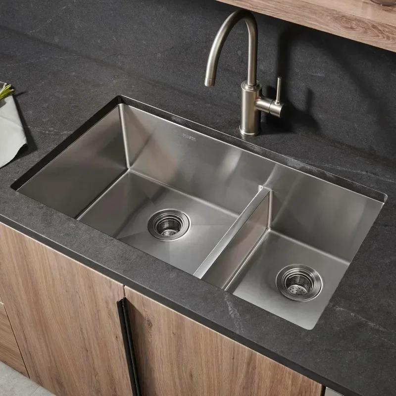 Ruvati 36-inch Low-Divide Undermount 60/40 Double Bowl 16 Gauge Stainless Steel Kitchen Sink - RVH7417 2