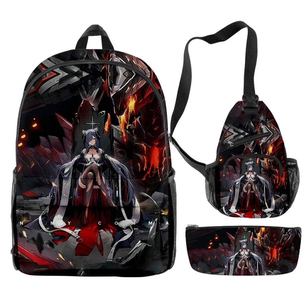 Popular Fashion Funny Azur Lane Game 3D Print 3pcs/Set pupil School Bags Trendy Travel Laptop Backpack Chest Bag Pencil Case