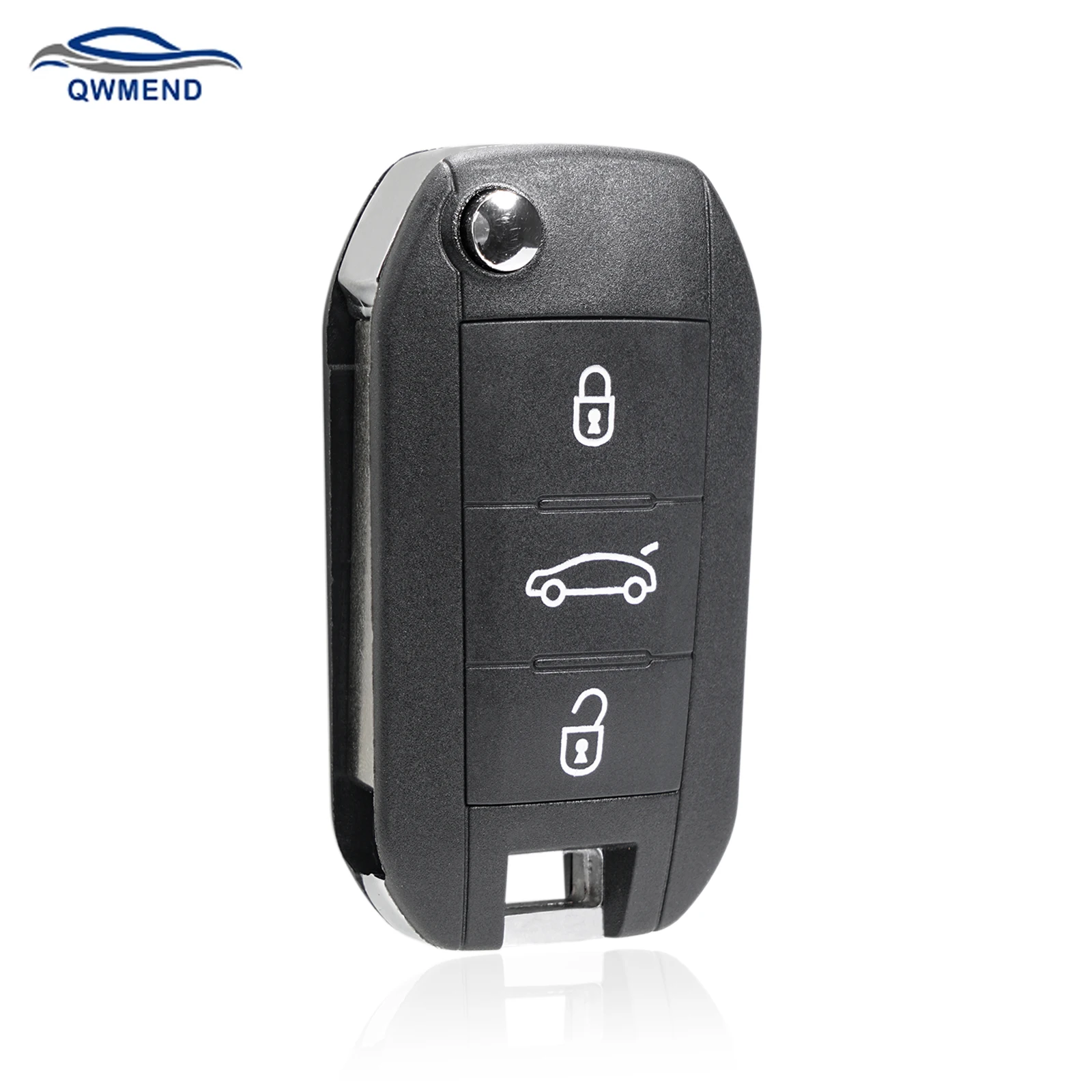 

QWMEND 3Button Flip Car Key Shell Fob For Citroen Aircross C3 C4 C5 C6 Remote Case For Peugeot 308 4008 RCZ 508 2014 2017 2019