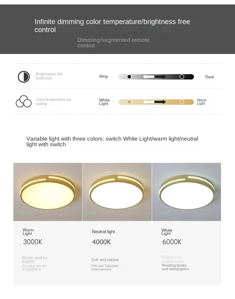 Description Picture 3 of itemNordic Simple Bedroom Lamp Living Room Study Lamp Round Gold Led Ceiling Lamp Dining Room Ceiling Pendant lights Indoor Lighting
