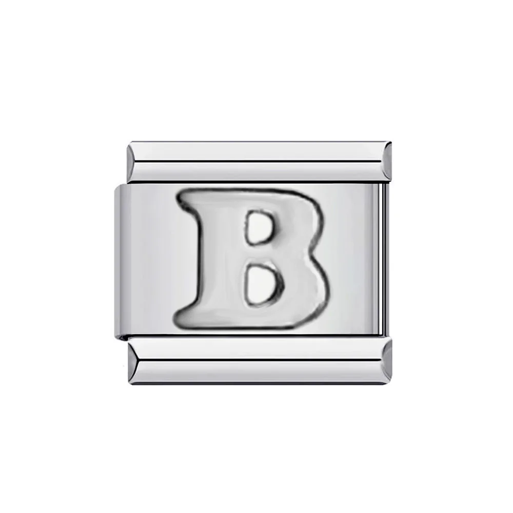 Silver 26-Letter A-Z Custom Charm Bracelet in Italian Stainless Steel