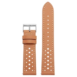 Vintage Handmade Cowhide Leather Watch Strap - Breathable Quick Release in Multiple Colors - 22mm (Brown)