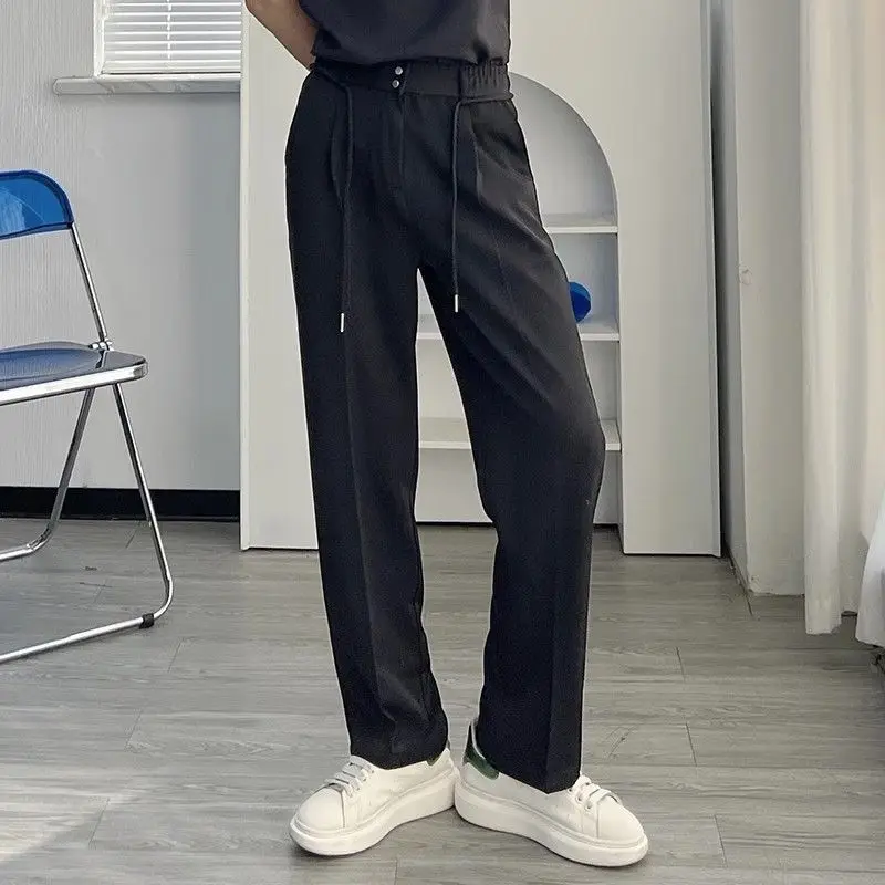 Spring Autumn KPOP Fashion Style Harajuku Slim Fit Trousers Loose All Match Thin Style Casual Pants Solid Pockets Button Pants