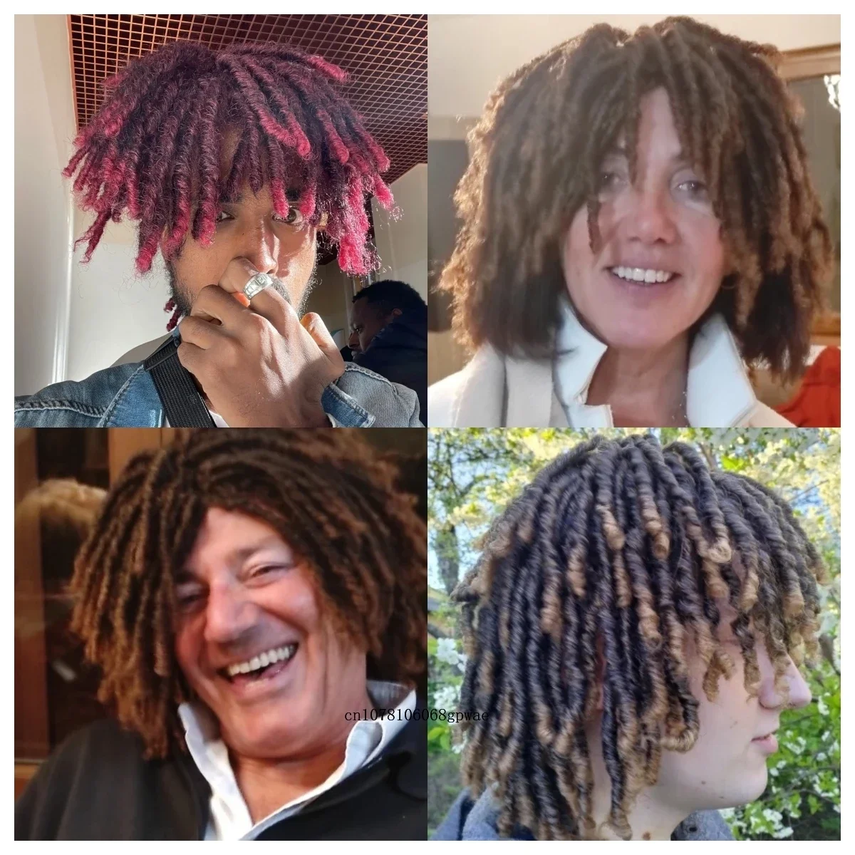 Dreadlocks Wig for Men Braided Synthetic Wig Man Ombre Brown Locs Crochet Twist Hair Men's Afro Natural Short Dreads Hip Hop