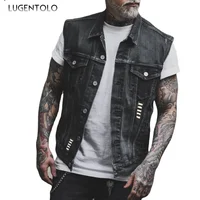 Chaqueta vaquera de calavera para hombre, chaleco vaquero de motocicleta de talla grande, ropa de calle de primavera y verano 5