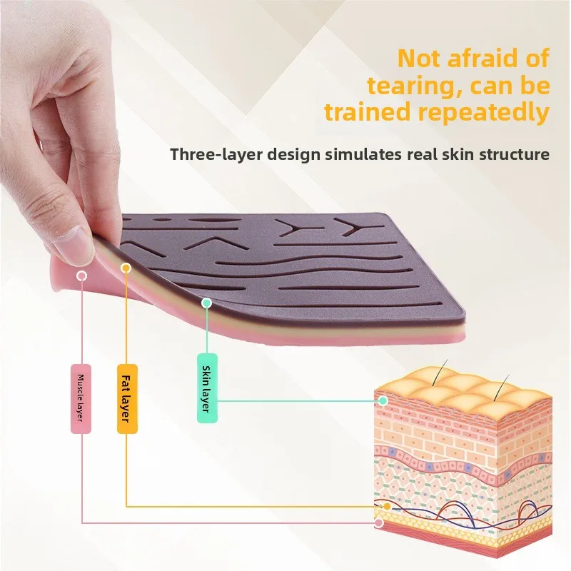 Reusable Silicone Skin Pad Suture Training Kit Surgical Wound Practice Traumatic Simulation  Traumatic Suture Practice Skin Use