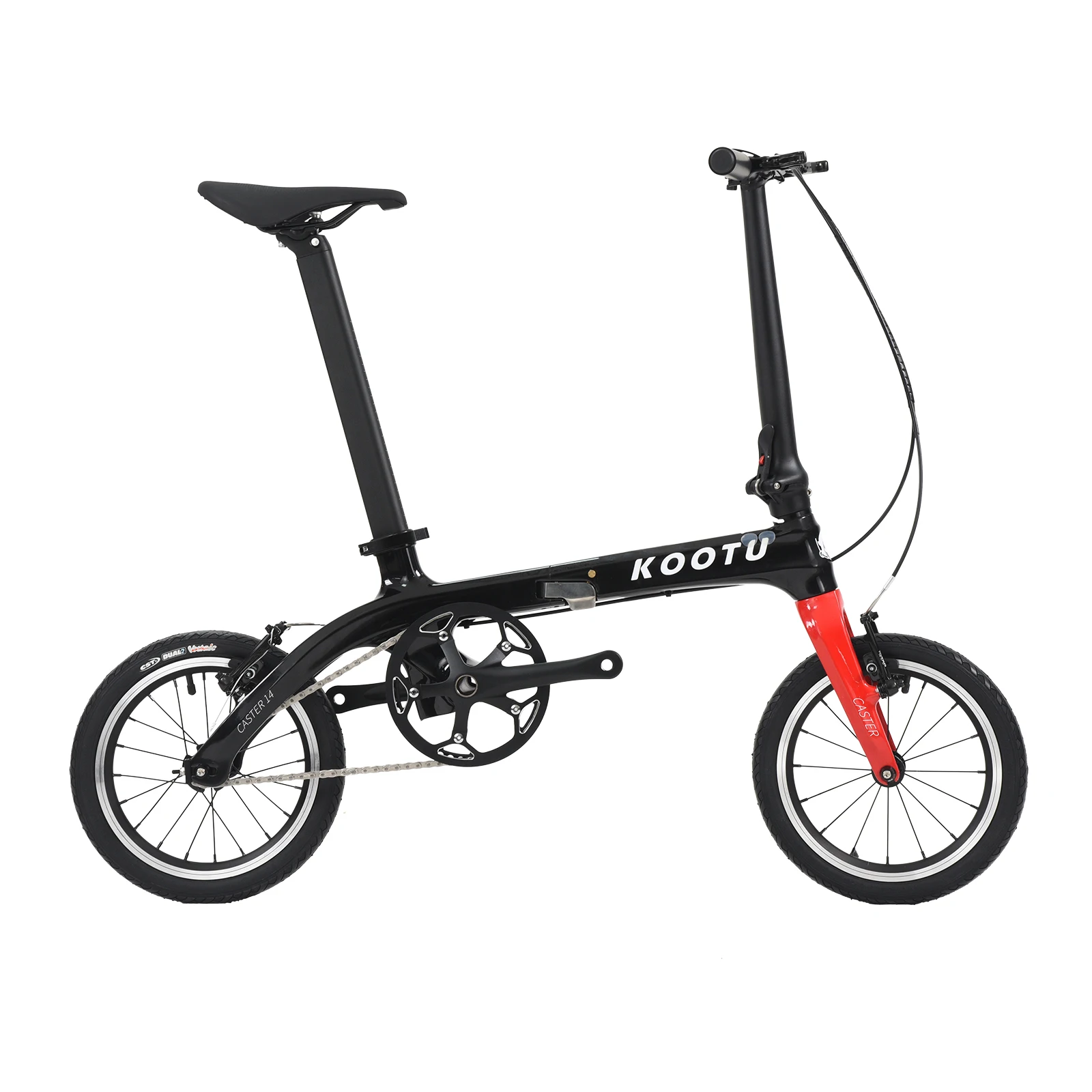 

KOOTU carbon fiber folding bicycle 14-inch wheel student bike one-touch folding bicycle 6.7 kg mini single-speed bike with bell