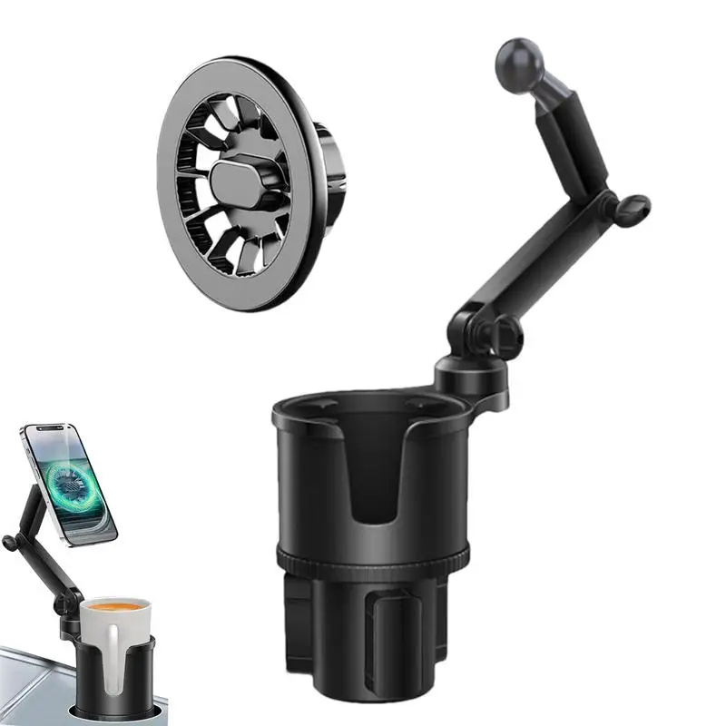 car Cup Holder with Phone Mount 360 degree Rotation Magnetic Cell Phone Stand Drink Cup Holder Adapter phone stand for auto