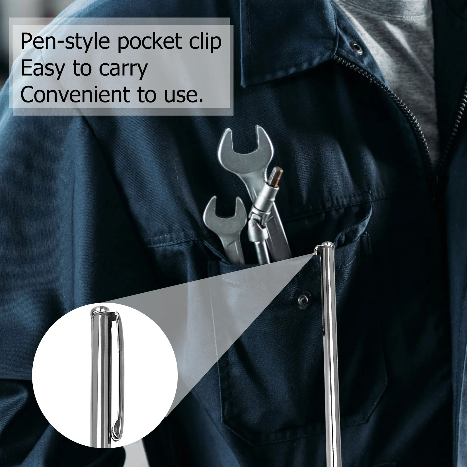 Adjustable Telescoping Magnetic Grabber Tool with Pocket Clip