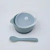 Bowl Lid Spoon Set Baby Suction Dinner Bowl Non-Slip Waterproof Baby Silicone Suction Plate Sturdy 400ML Feeding Tableware
