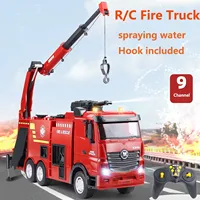 2.4G RC Toy HUINA 1362 1/18 Scale Remote Control Fire Fighting Truck RTR 9CH Sprinkler Car Toys Gifts for Boys TH24246 1