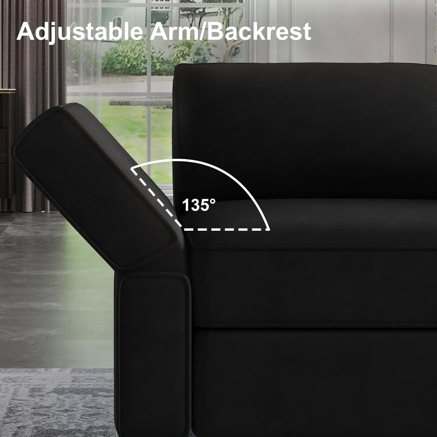 Modular Sofa Armrest Backrest Module for Modular Sectional Sofa Couch Side Armrest, Backrest Velvet Black