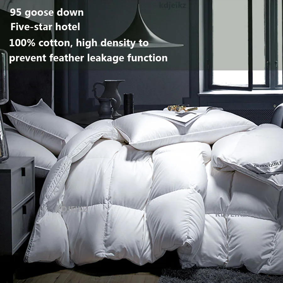 KDJEIKZ Winter Cotton Goose Down Quilt Five-Star Hotel Duvet Super Soft Fluffy Queen King Full Size Four Seasons Duvets Blanket