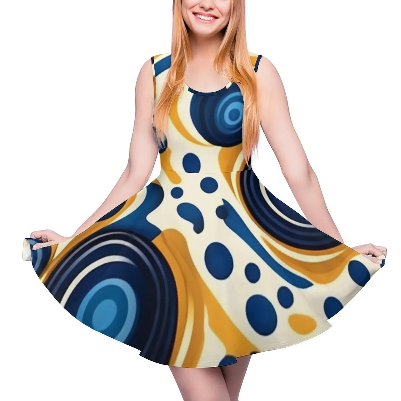 

Seamless swrile pattern Round Neck Dress Women's dresses long sleeve dress Woman clothing Casual dresses
