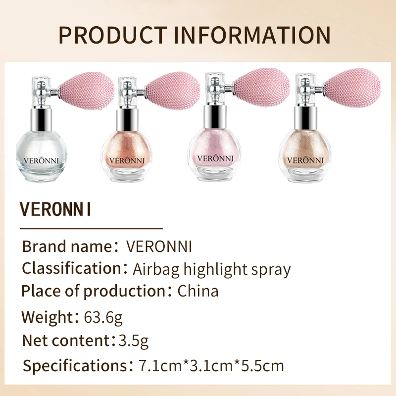 Glitter Spray Highlighter Powder Diamond High Gloss Air Bag Powder Fragrance Shiny High Light Glitter Face Body Makeup Cosmetics 6