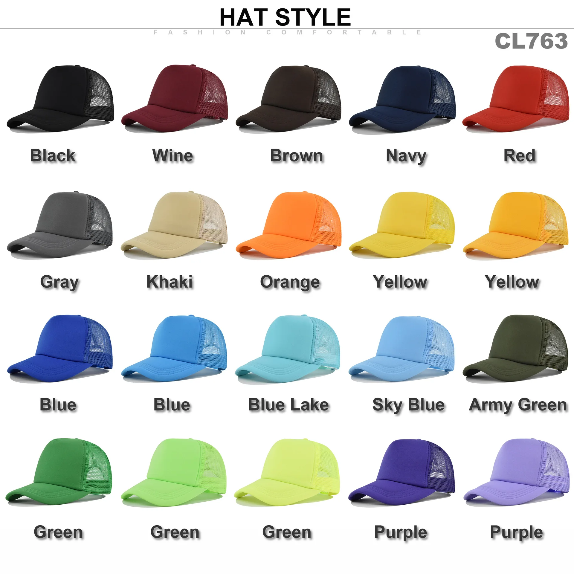 Fashion Unisex Baseball Cap Adjustable Trucker Flat Visor Cap Snapback Mesh Curved 1PC