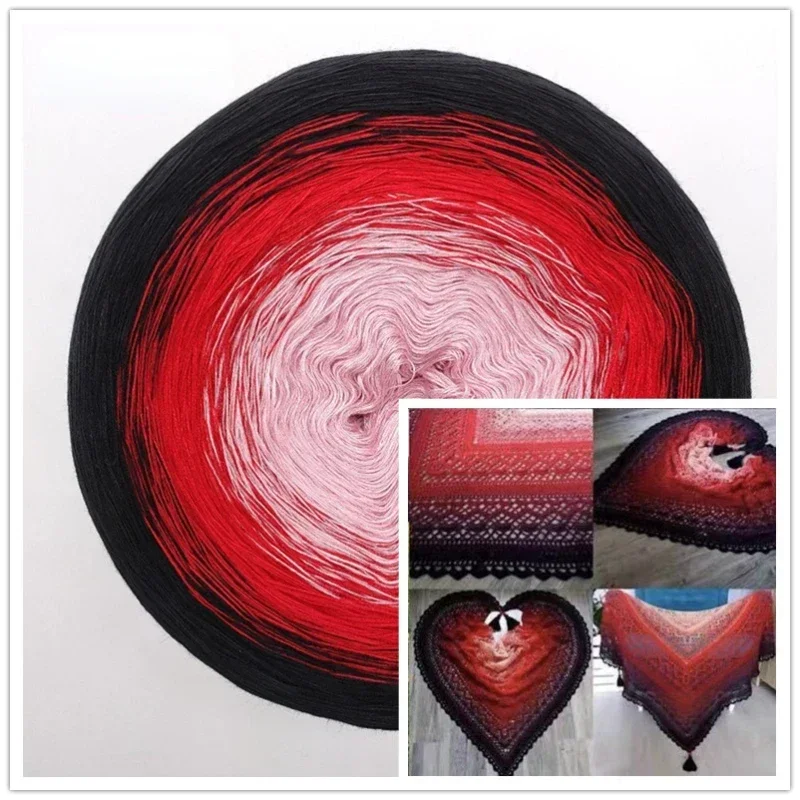 NEW 300g Cotton Lace Mixed Strand Hand Wound Cake Thread Gradient Section Dyed Milk Cotton Shawl Scarf Sweater Thread 5