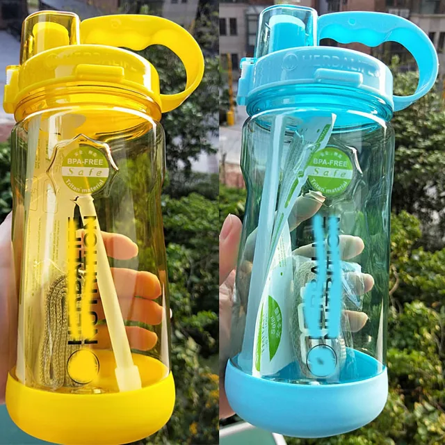 Clearance Sale  Wholesale Price 1000ml 1L Healthy life Nutrition Straw Sports Hiking Fitness Gym Tritan Plastic Water bottle 5
