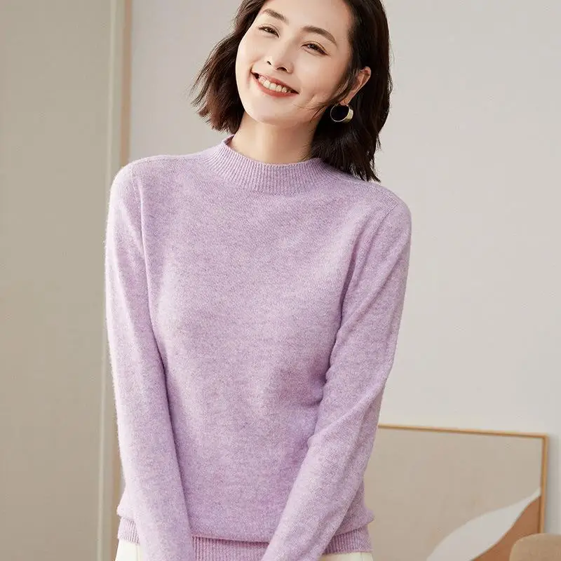 

2023Autumn Winter Women's Cashmere Basic Sweater Pullover Turtleneck Casual Fashion Pure Color High Quality Warmth Comfort