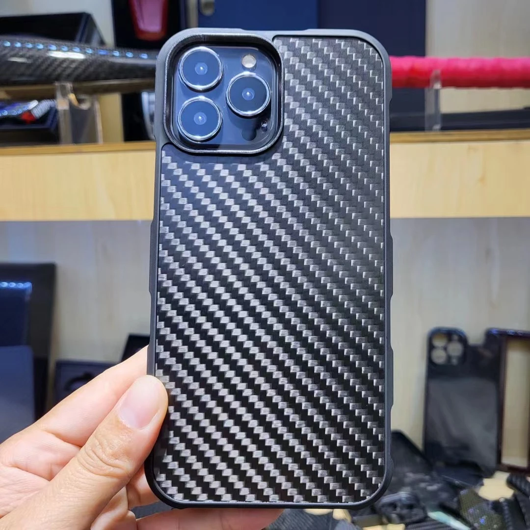 Real Carbon Fiber + Tpu Phone Case Cover On For Iphone 13 14 Pro Max