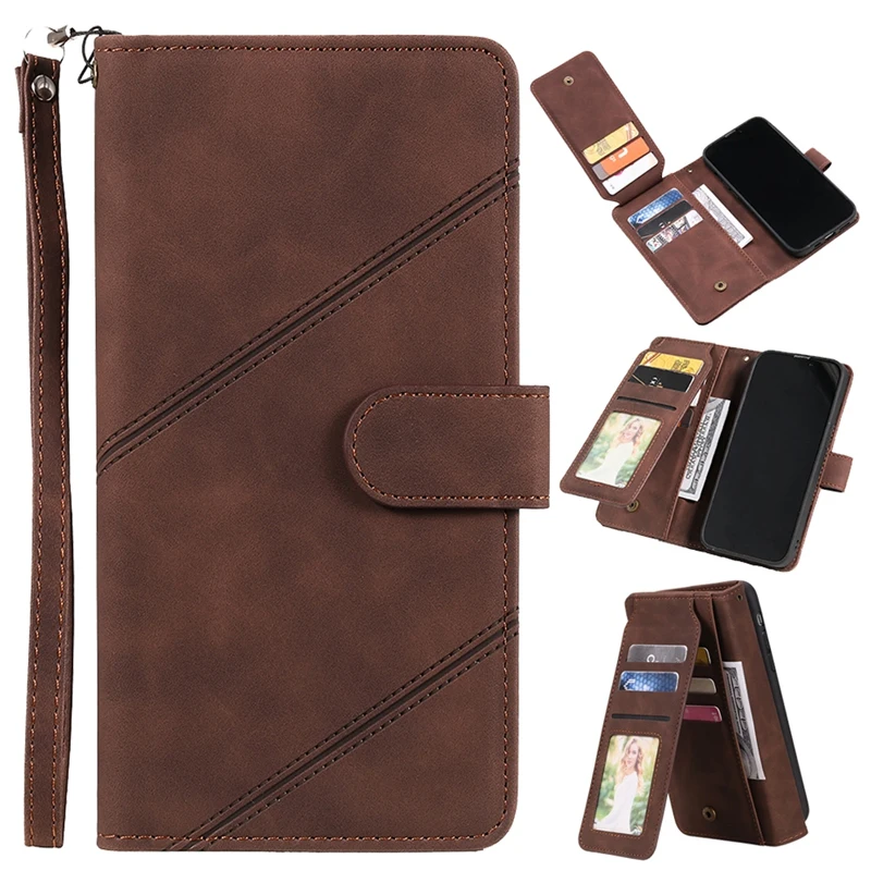 

Solid Color 9 Card Slots Wallet Phone Case Cover for Samsung Galaxy S23 S22 S21 S20 S10 A12 A21S A32 A52 A72 A10 A20 A50 A51