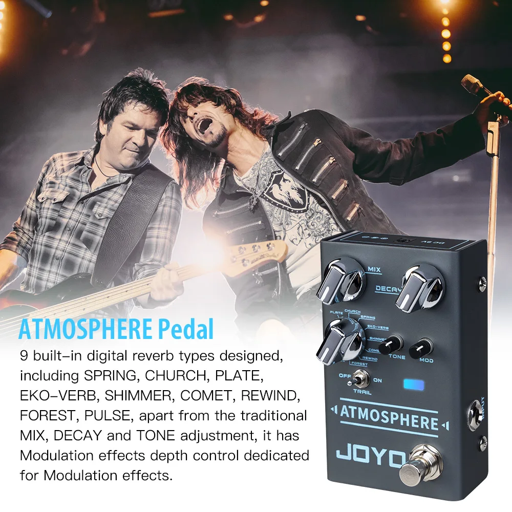 R-14 Reverb Guitar Pedal 9 Digital Reverb Types with Modulation and Trail Functi