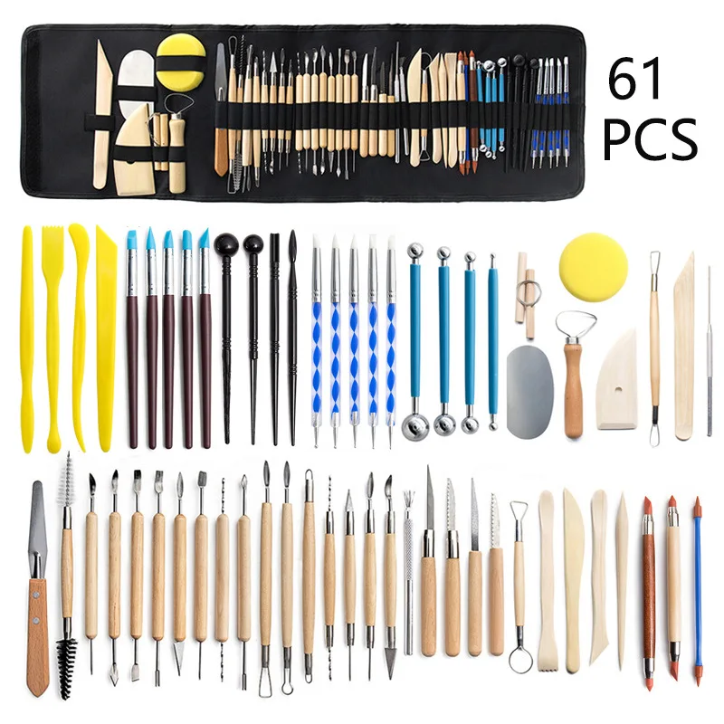 Pottery Clay Sculpting Tools Pottery Carving Tool Kit with Carrying Case Bags for Beginners Professionals Modeling DIY pottery sculpting tools clay sculpting tools pottery tools clay craft tool