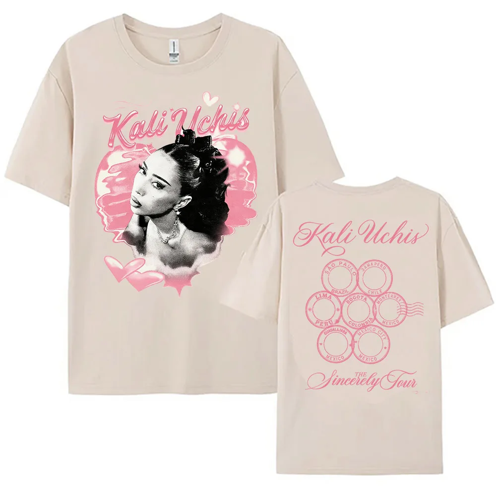 Album Sincerely KALI UCHIS Sänger T-Shirts Sommer Unisex Streetwear Kurzarm Baumwolle O-Ausschnitt T-Shirt Mode Lässige Damen T-Shirts