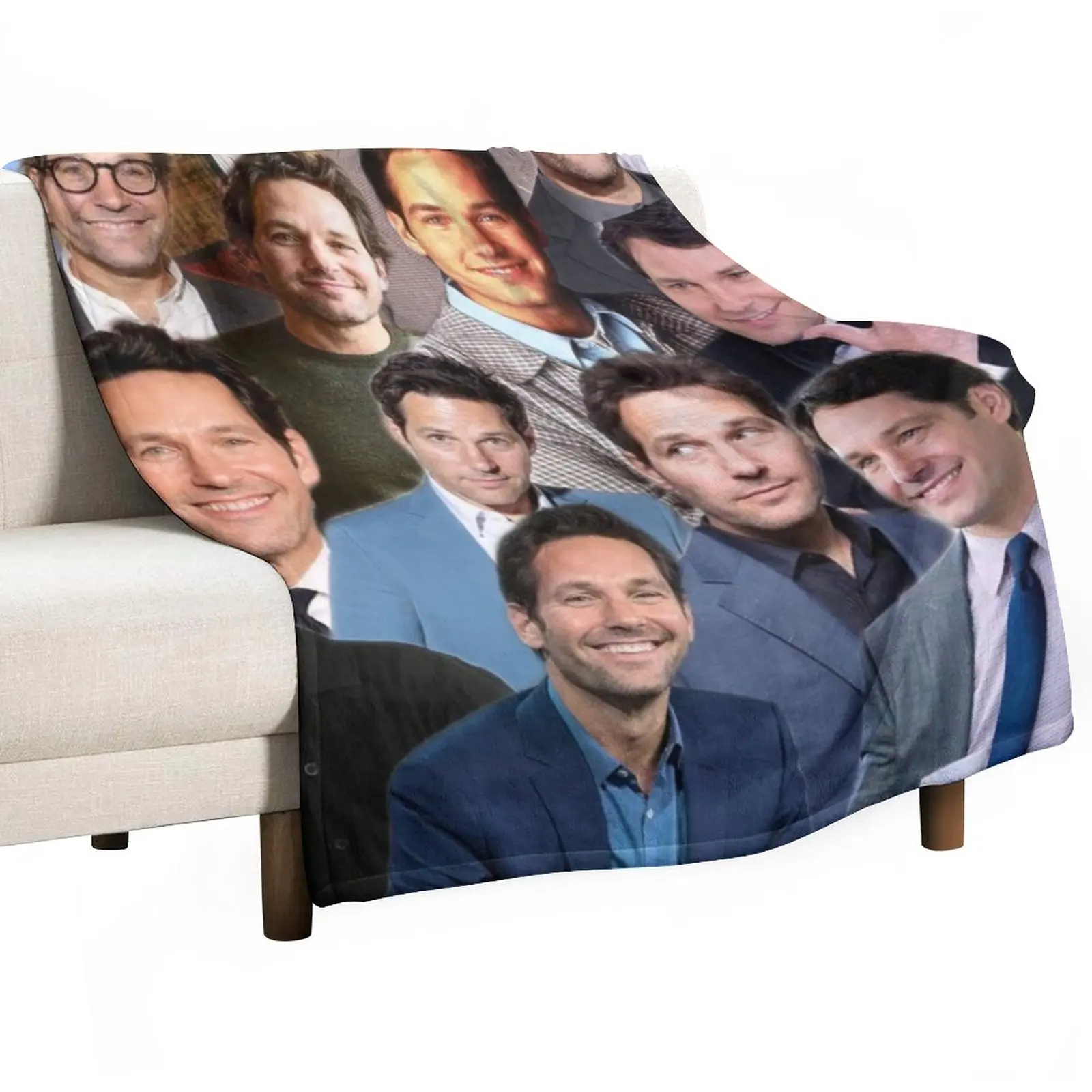 

New Paul Rudd photo collage Throw Blanket Soft Plaid Summer Blanket Comforter Blanket Dorm Room Essentials