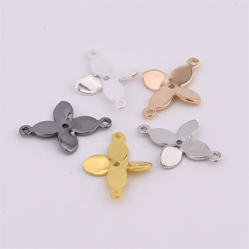 

Fashion Of 15 * 11mm Solid Four Plum DIY Jewellery Ornament Accessories Flower-Shaped Necklace Earrings Connected Pendant