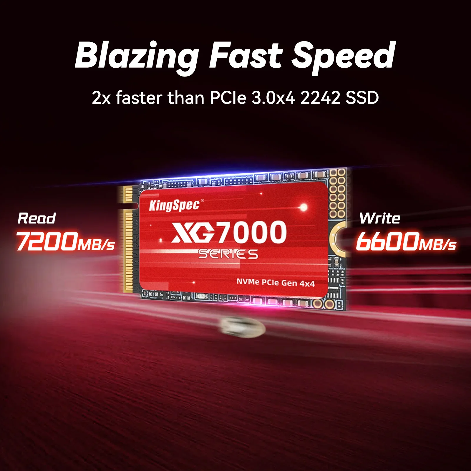 KingSpec 1TB 2TB 512GB NVMe PCIe 4.0x4 M.2 2242 Internal Solid Drive High Performance M2 NMVe SSD Speed Up to 7200/6400 MB/s