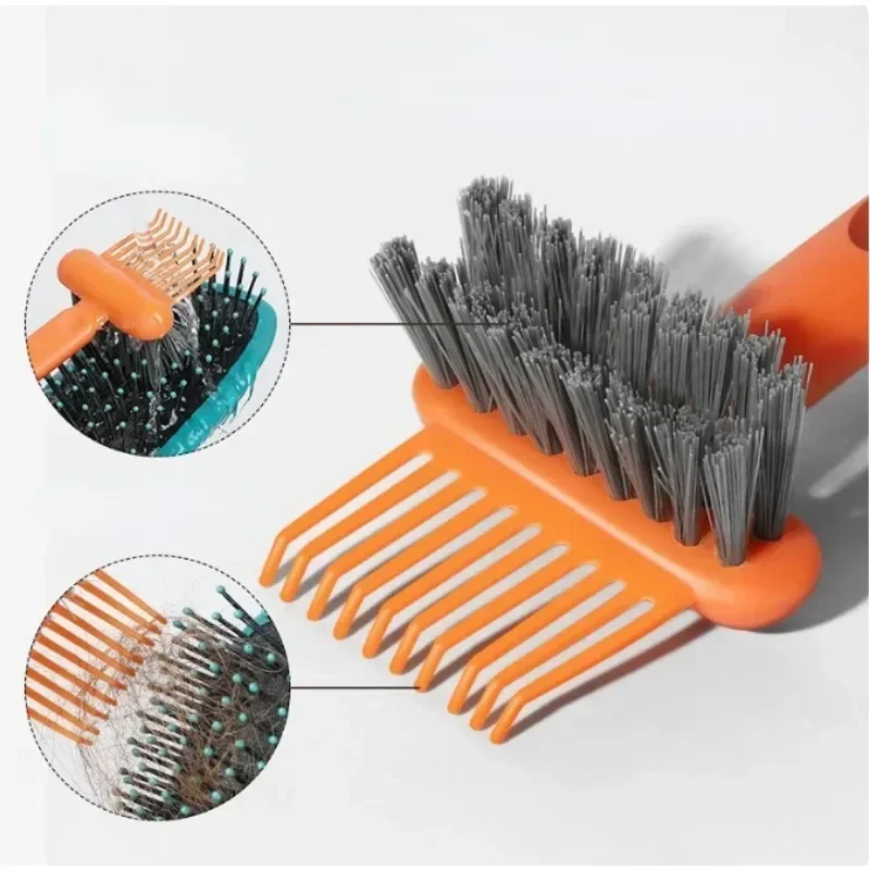 Dual-Function Hairbrush Cleaning Tool - Compact Hair and Dust Remover
