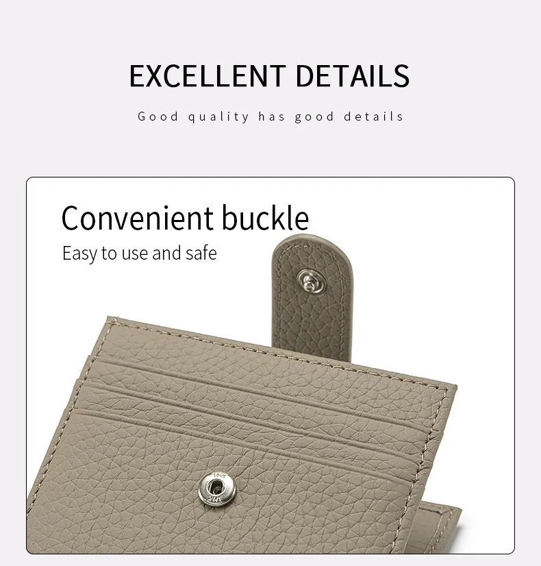 Echtes Leder Damen RFID-Schutz Ultra-Dünne Mini Kurze Geldbörse Kleine Damen Zweifach-Geldbörse mit 9 Kartenfächern, 1 Münzfach – Detail 9