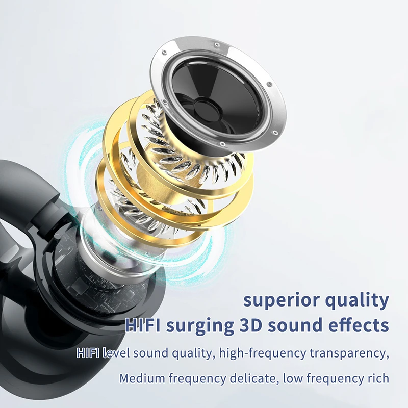 Wireless Earbuds Bluetooth Headset Clip Ear Noise Reduction Earphone Single Ear Headphones For Sport Running Music Headset