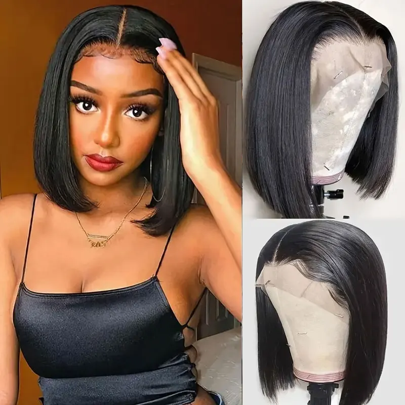 

Straight Bob Lace Frontal Wigs 13x6 HD Lace Front Human Hair Wigs Brazilian Pre Plucked Glueless 4x4 Closure Wig For Black Women