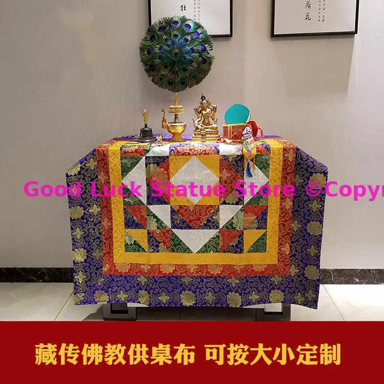 

wholesale Buddhist supply Tibet Buddhism family home Temple Auspicious Splicing Embroidery Buddha Altar Table cover cloth Deco