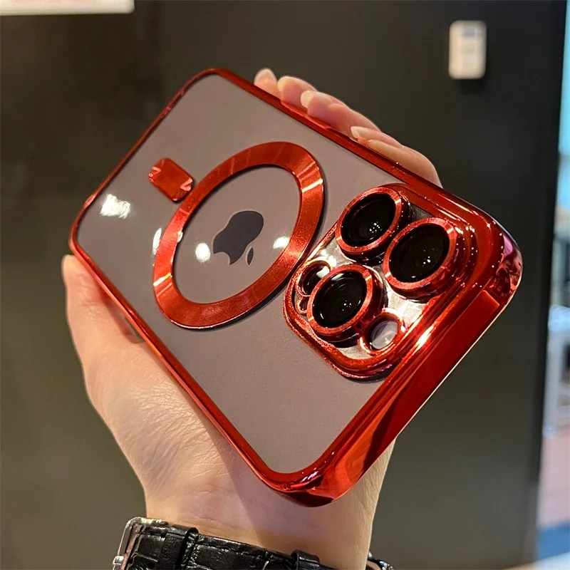 Luxurious Plated Magnetic Wireless Charging Case - Clear Soft Finish