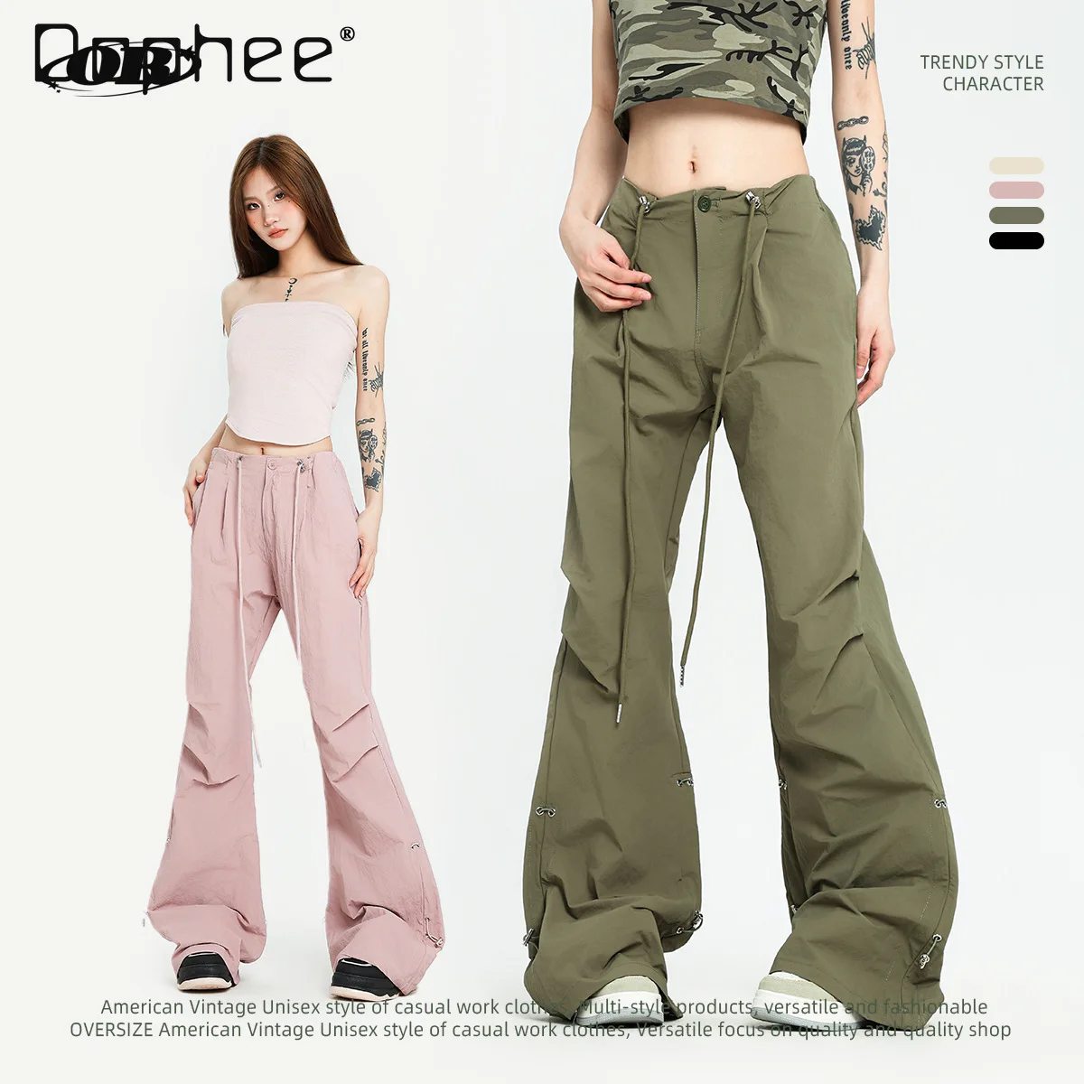 

American-Style Casual Women's Thin Bootcut Trousers 2024 New Fashion Walking Pants Quick-Drying Slimming Trousers for Women