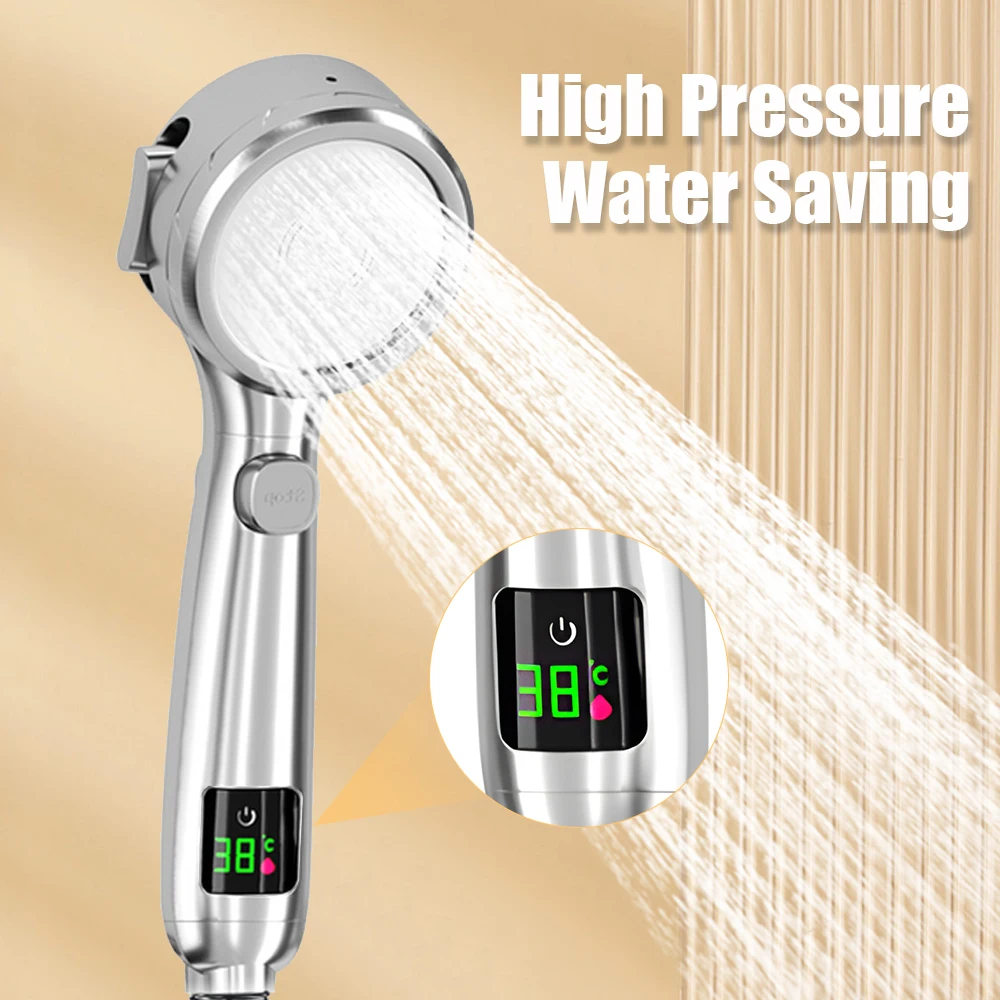 Shower Head Intelligent Temperature Display Handheld Bathroom High